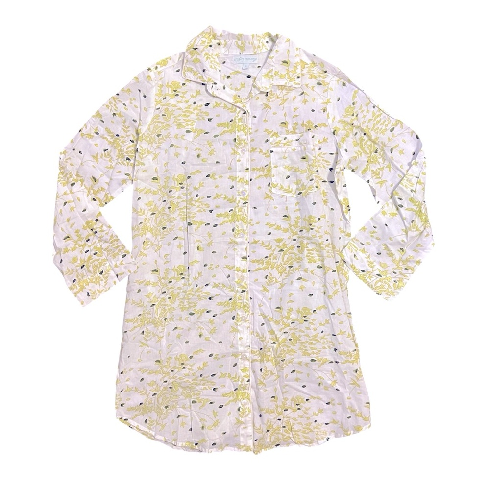India Amory Floral Button-Up Shirt size small 100% cotton